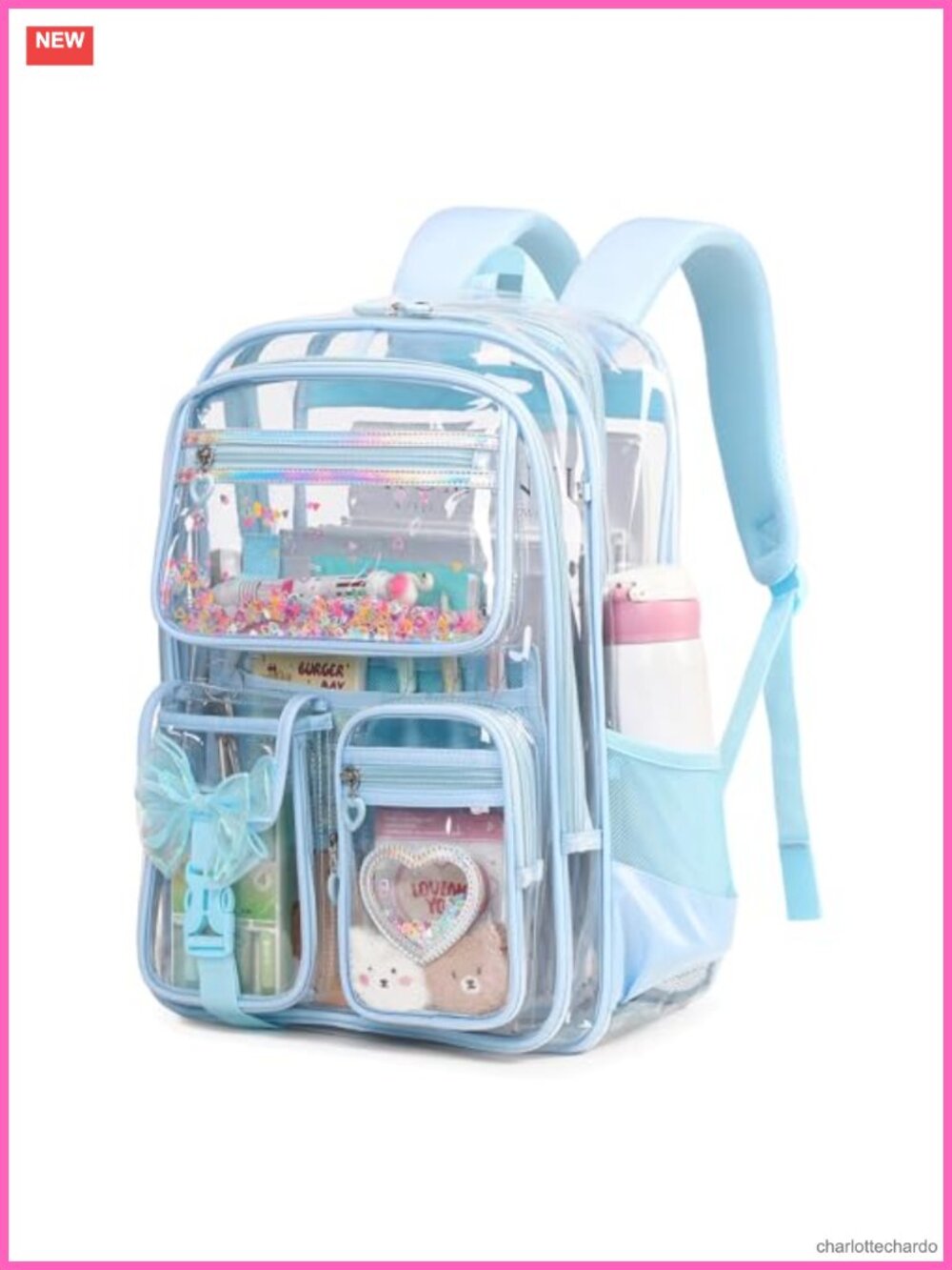 Clear Backpack for Girls, Heavy Duty Transparent Bookbag for Stadium Events &